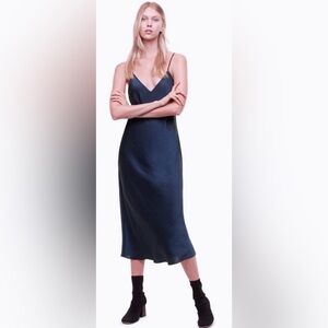 Aritzia Wilfred Free Navy Only Slip Midi Dress size small.